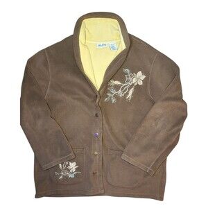 Blair Women’s Button-Up Sweater Jacket Brown/Yellow 2XL Fall Autumn Motif Cozy